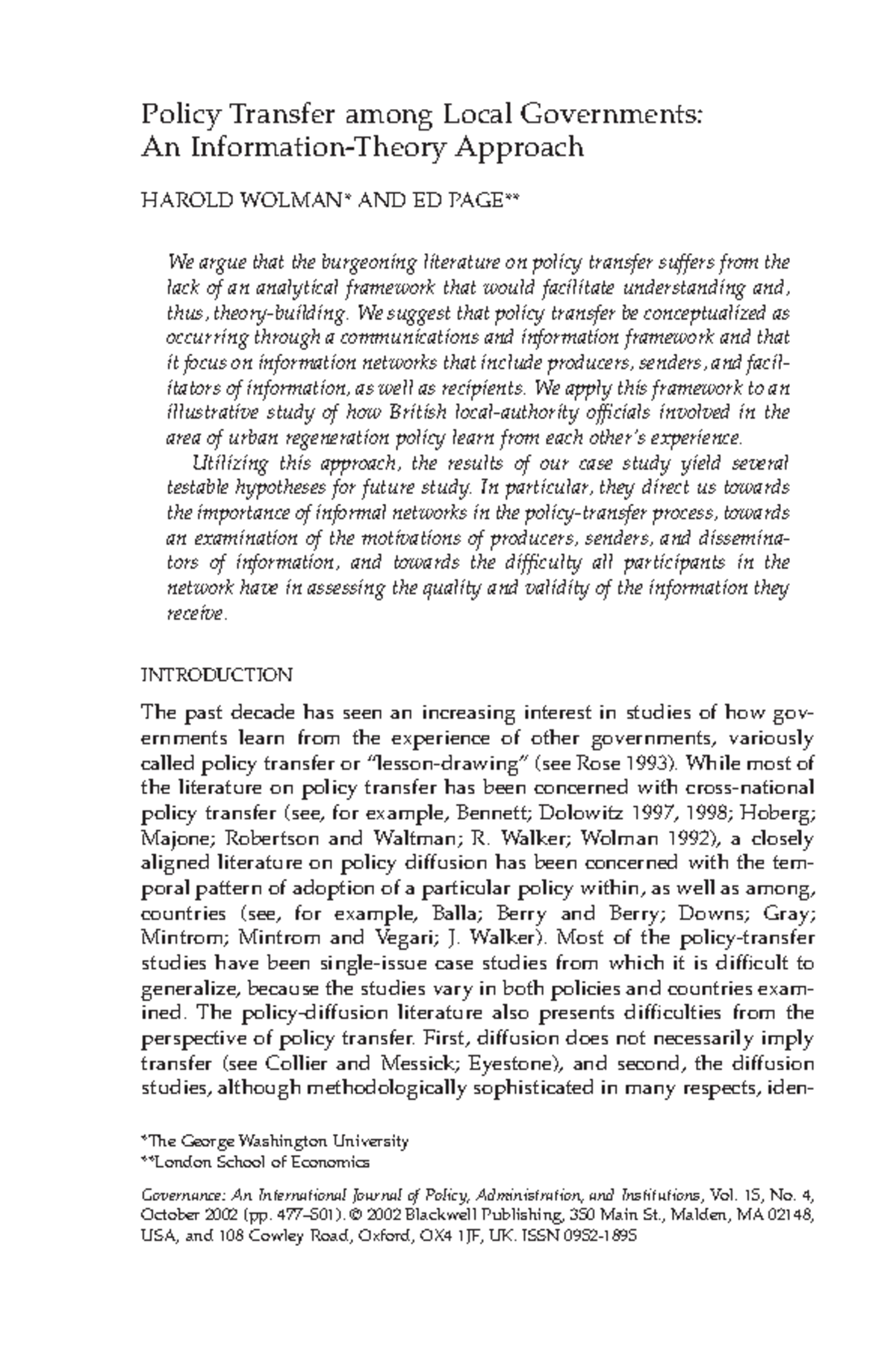 1.- Policy transfer among - Policy Transfer among Local Governments: An ...