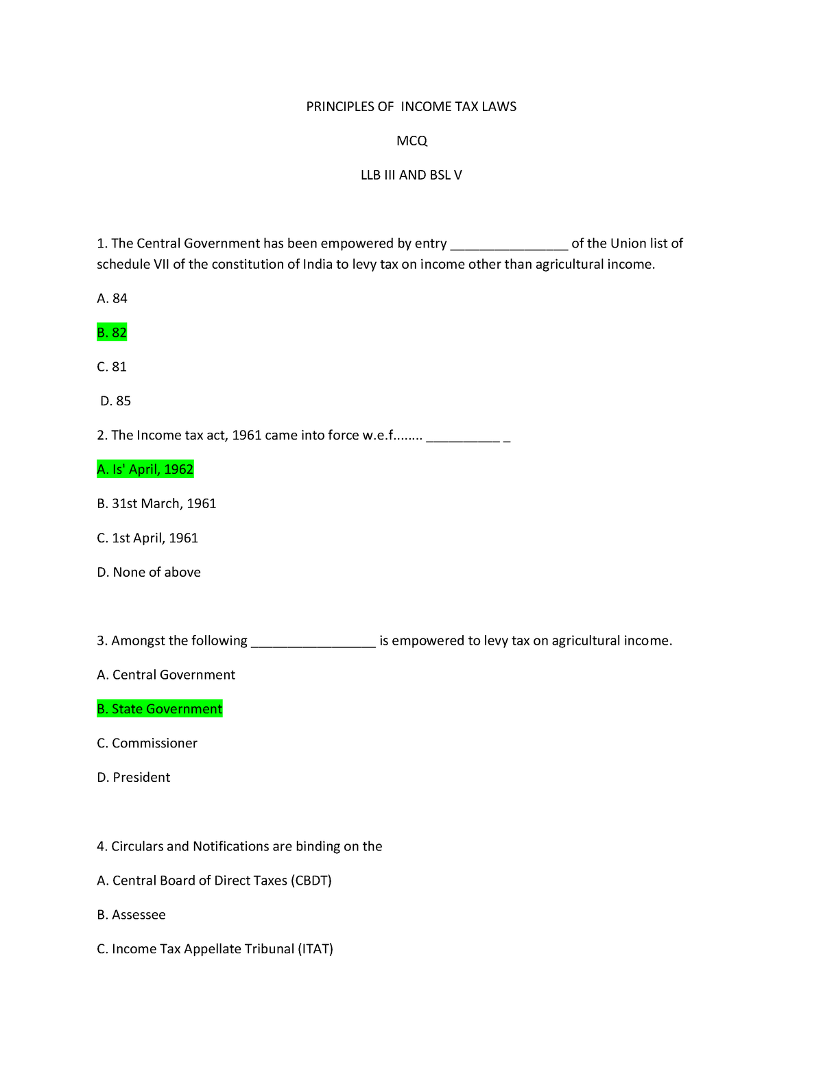 Income Tax Laws 2024