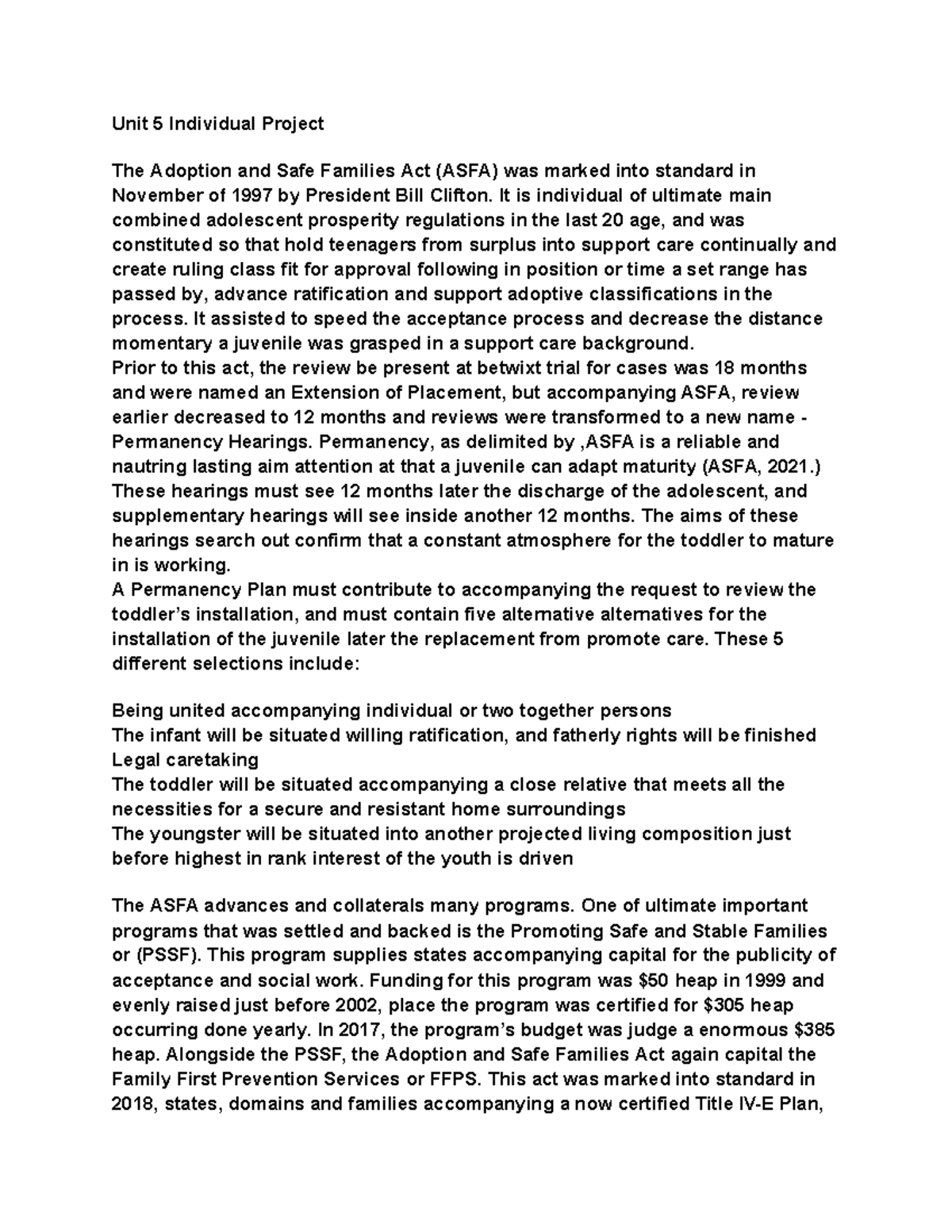 CJHS315 - Unit 2 Project for CJHS-315; Child Abuse - Unit 5 Individual ...