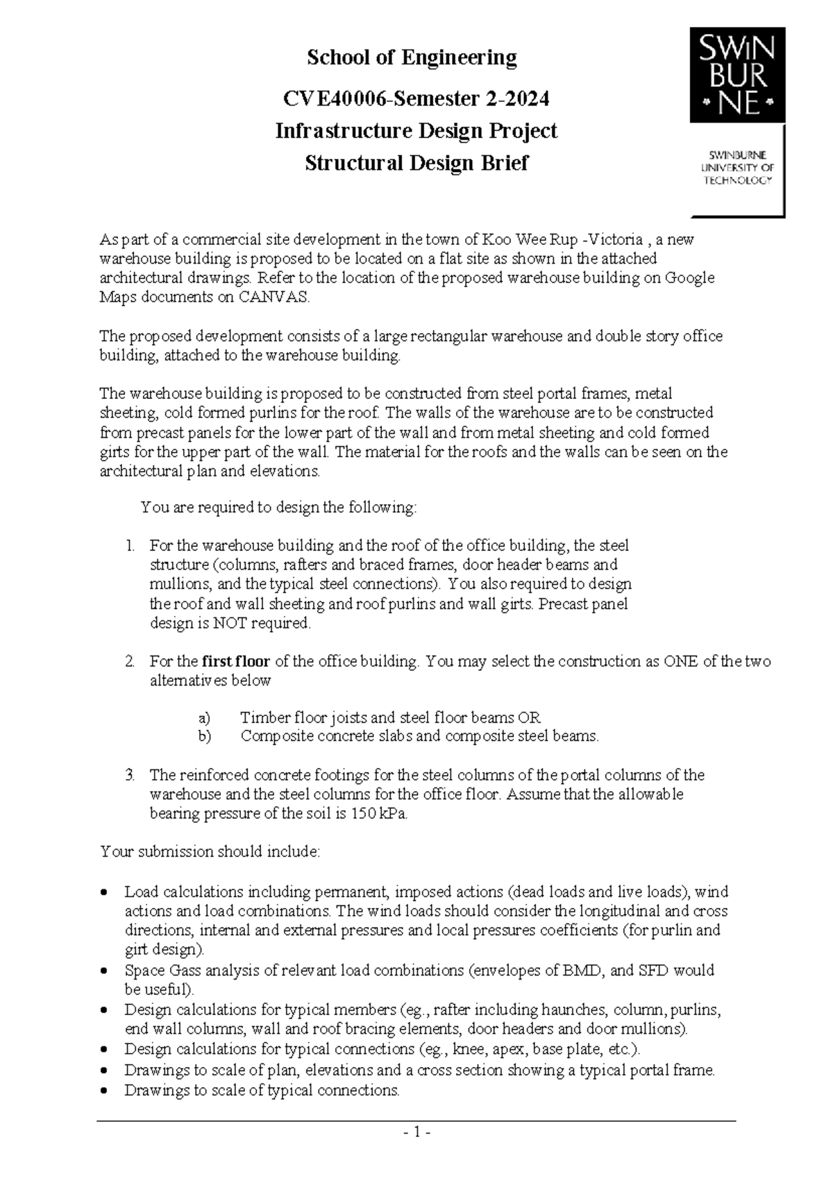 Structural brief CVE40006 - Seme2-2024-2 - School of Engineering ...
