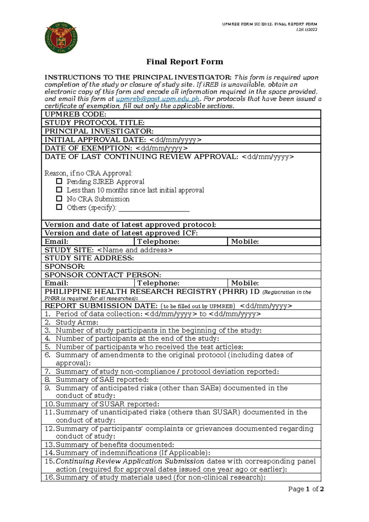 Upmreb FORM 3(C)2012 Final Report Form 13112023 - UPMREB FORM 3(C)2012 ...