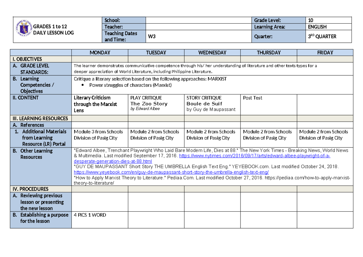 English 10 q3 w3 - Summary Philosophy of Law - MONDAY TUESDAY WEDNESDAY ...