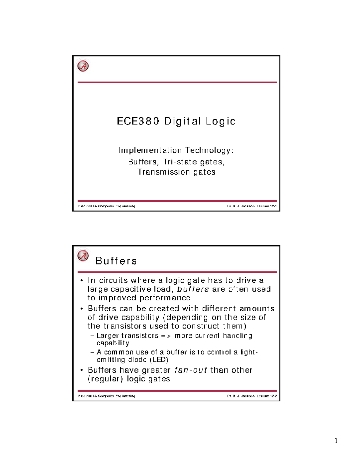 Lec 12 - Implementation Technology: Buffers, Tri-state gates ...