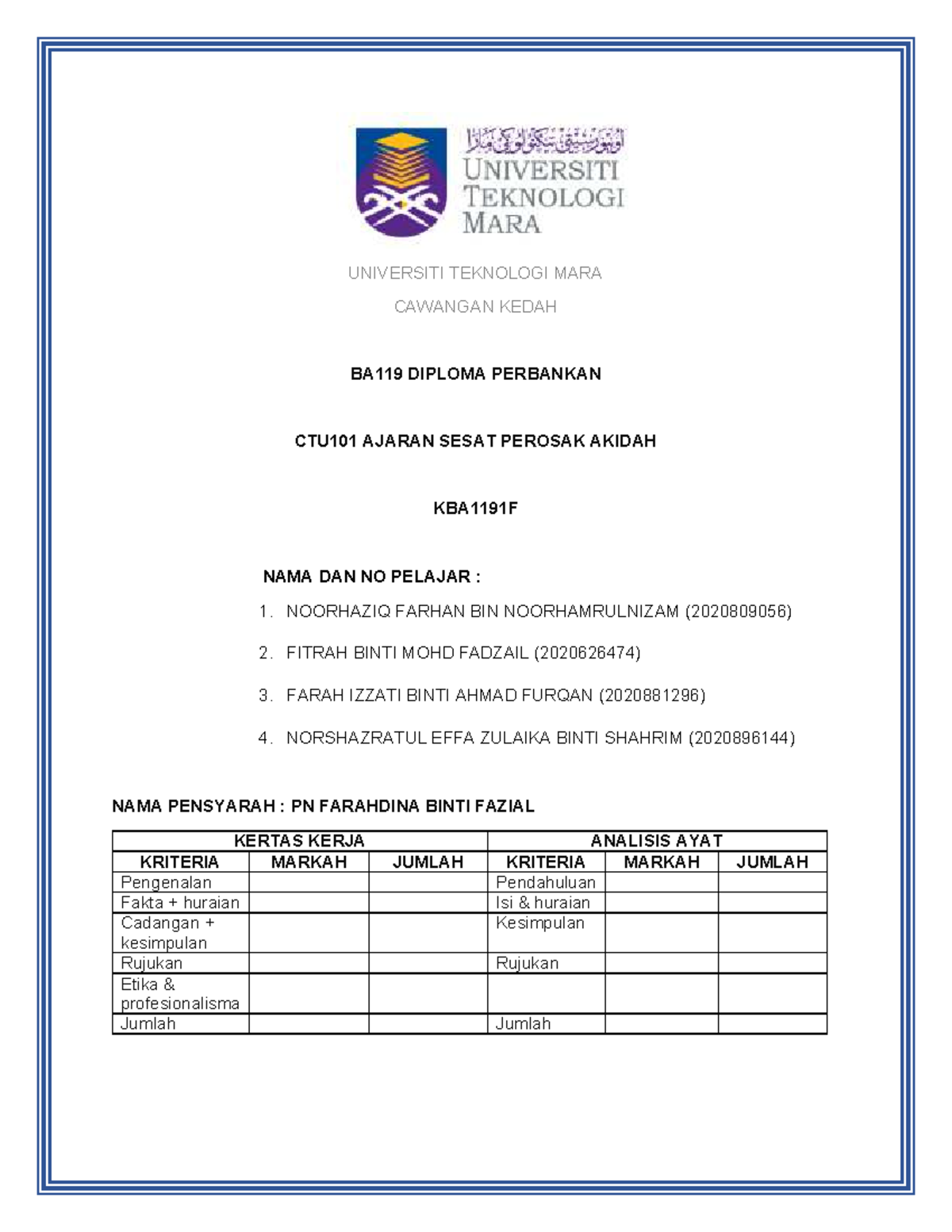 Ajaran Sesat Perosak Akidah-KBA1191F - UNIVERSITI TEKNOLOGI MARA ...