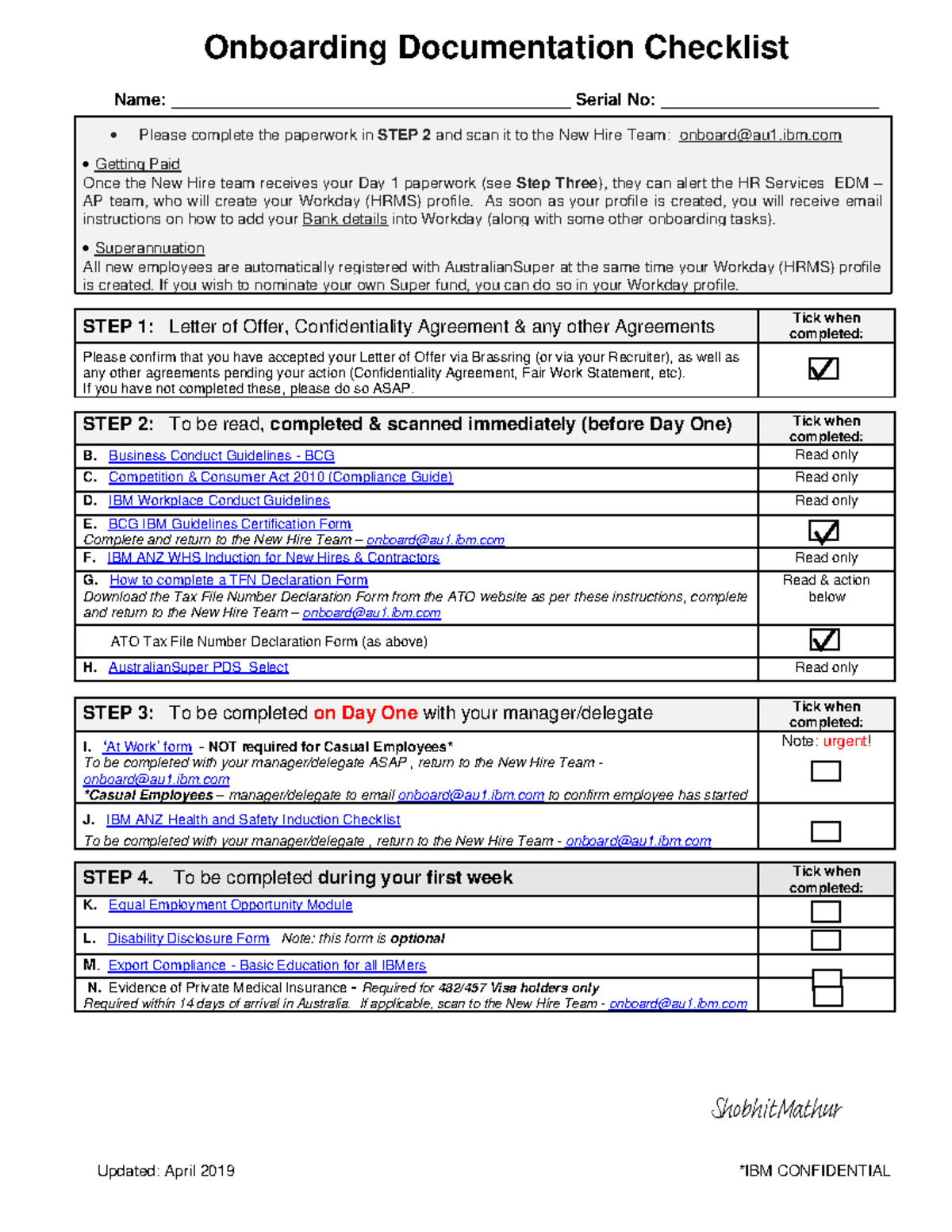 IMP Step1. Onboarding Documentation Checklist - Comm 10 - UCLA - Studocu