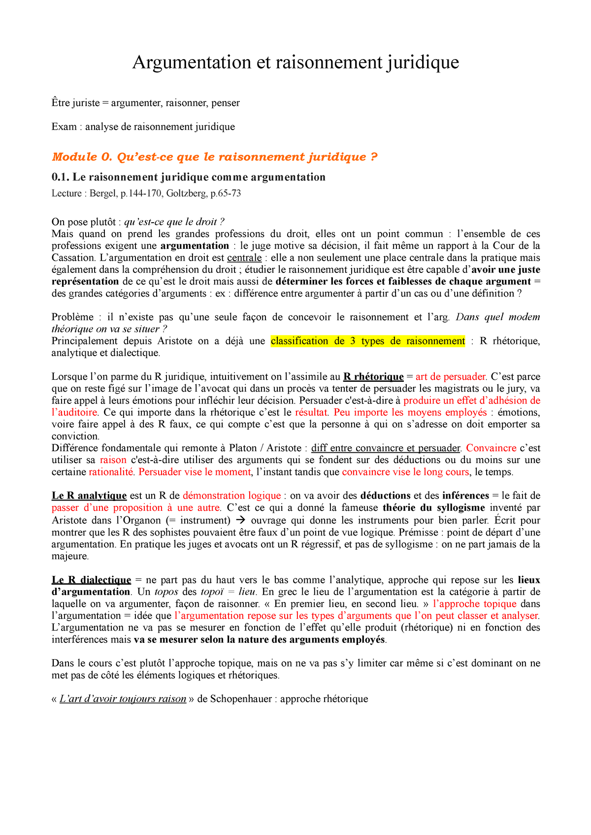 Argumentation Et Raisonnement Juridique Master I Droit Priv G N Ral