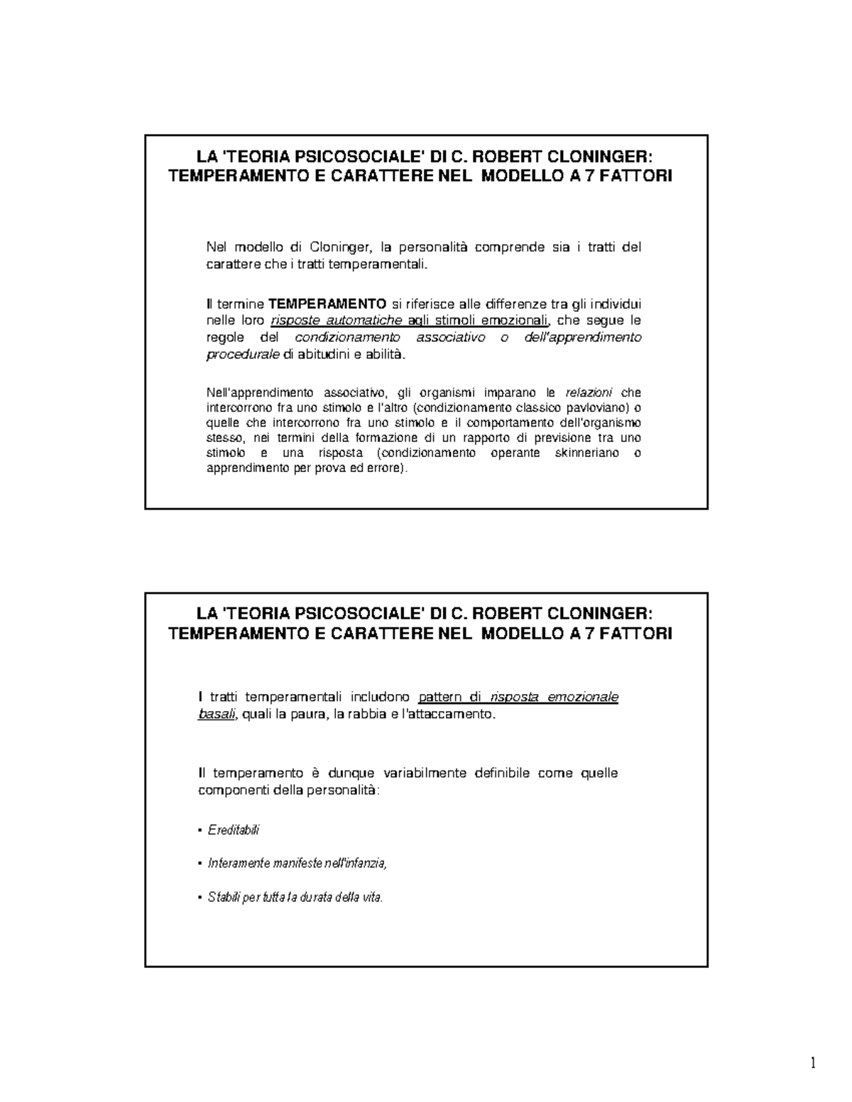 Teoria psicosociale di c. robert cloninger - giampaolo perna - LA ...