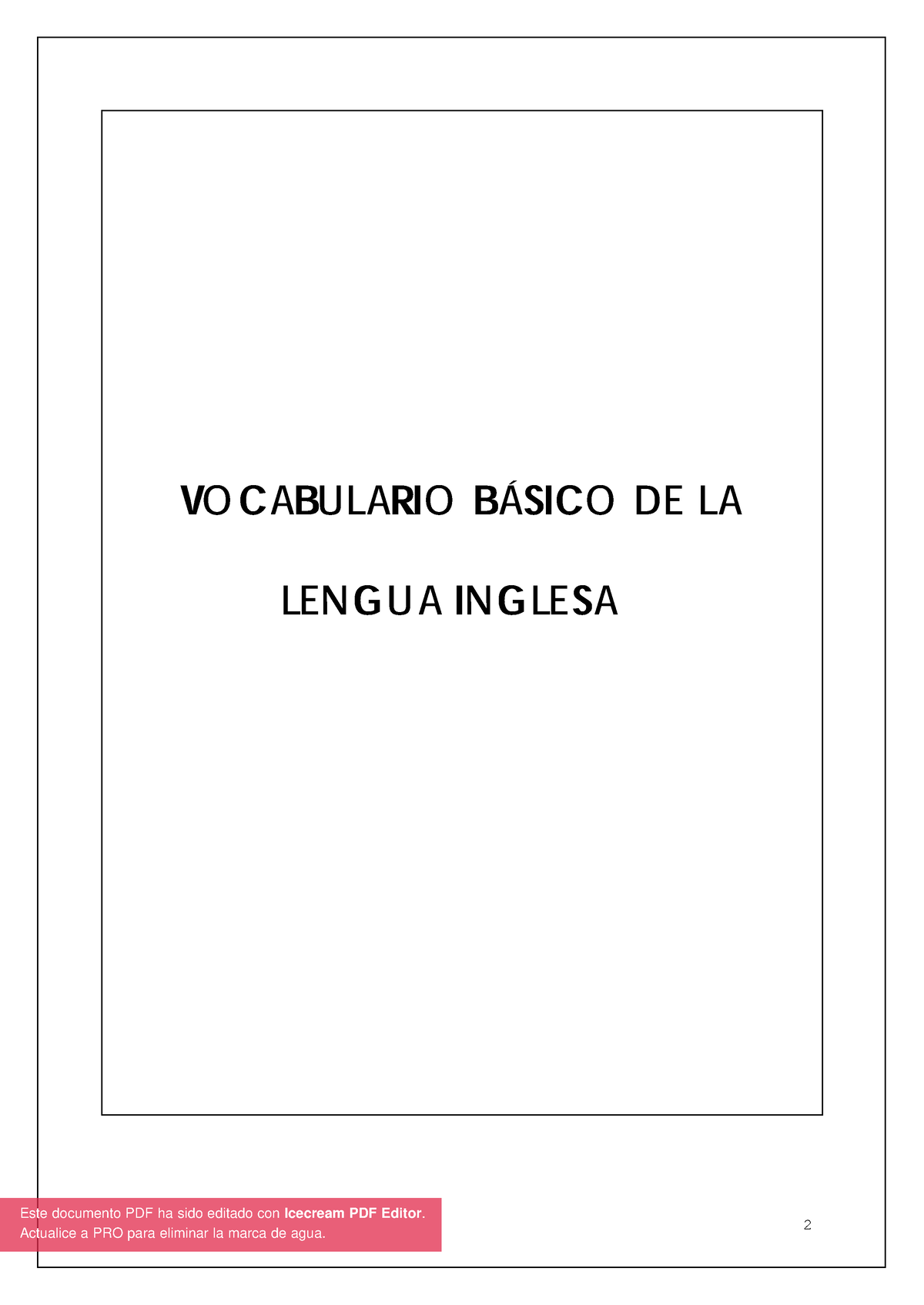 Vocabulario Básico De Inglés - 2 VOCABULARIO B¡SICO DE LA LENGUA ...