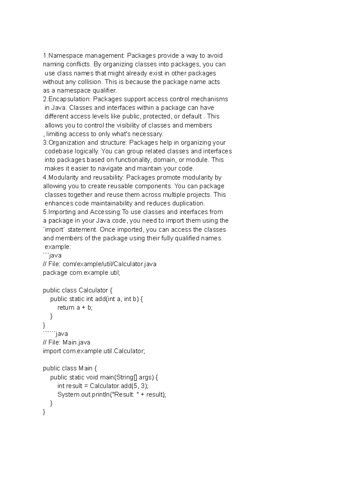 Edited - Java notes for oops - 1 management: Packages provide a way to ...