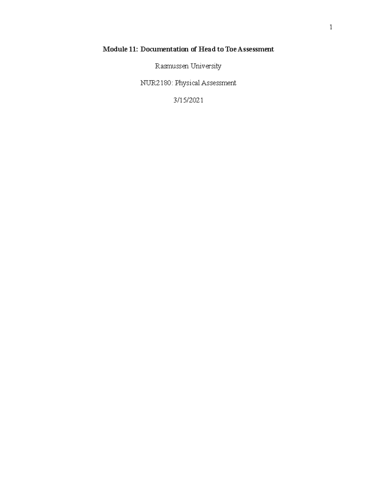 PAmodule 11 Documentation Headto Toe 3152021 - Module 11: Documentation ...