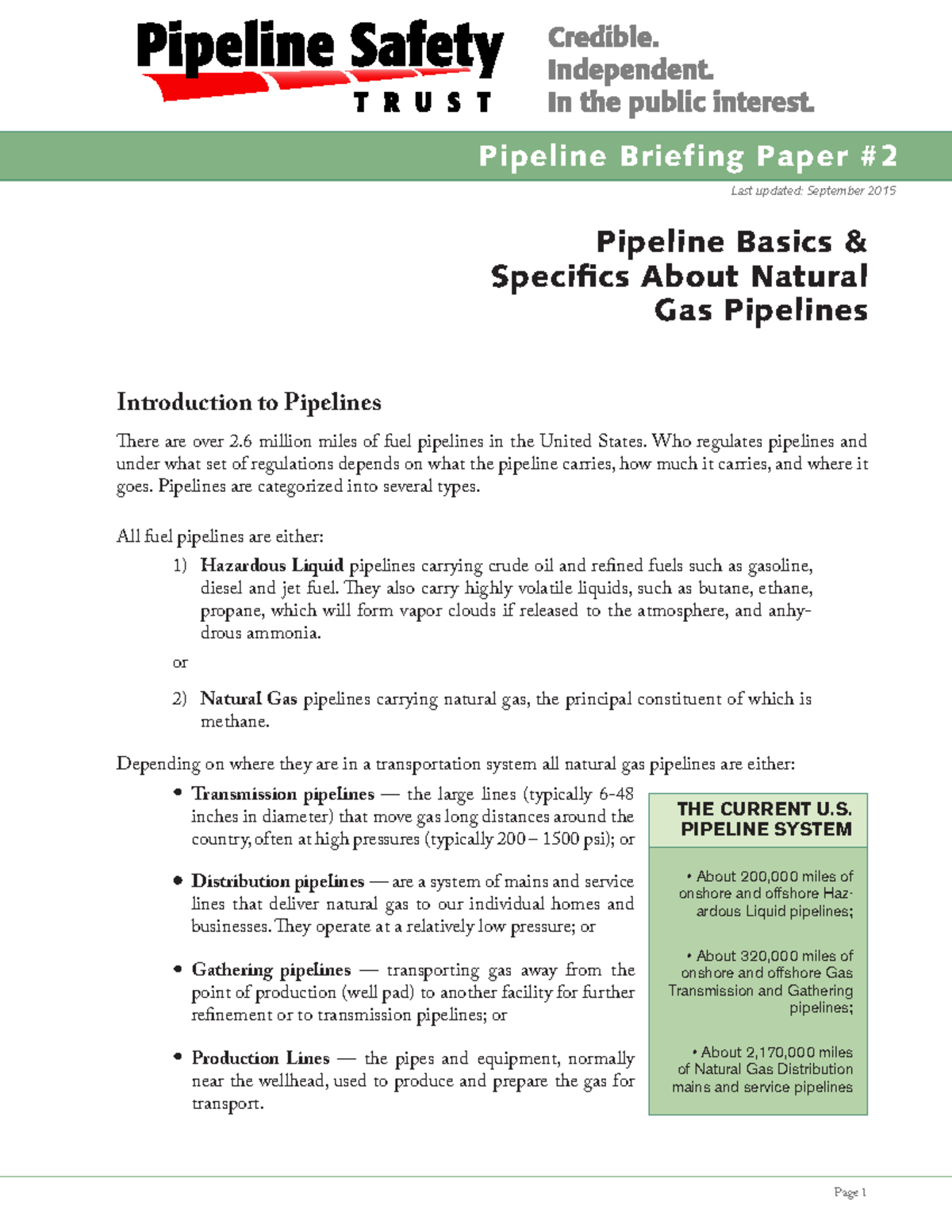 Briefing Paper Pipes Nat Gas Basics - Pipeline Basics & Specifics About ...