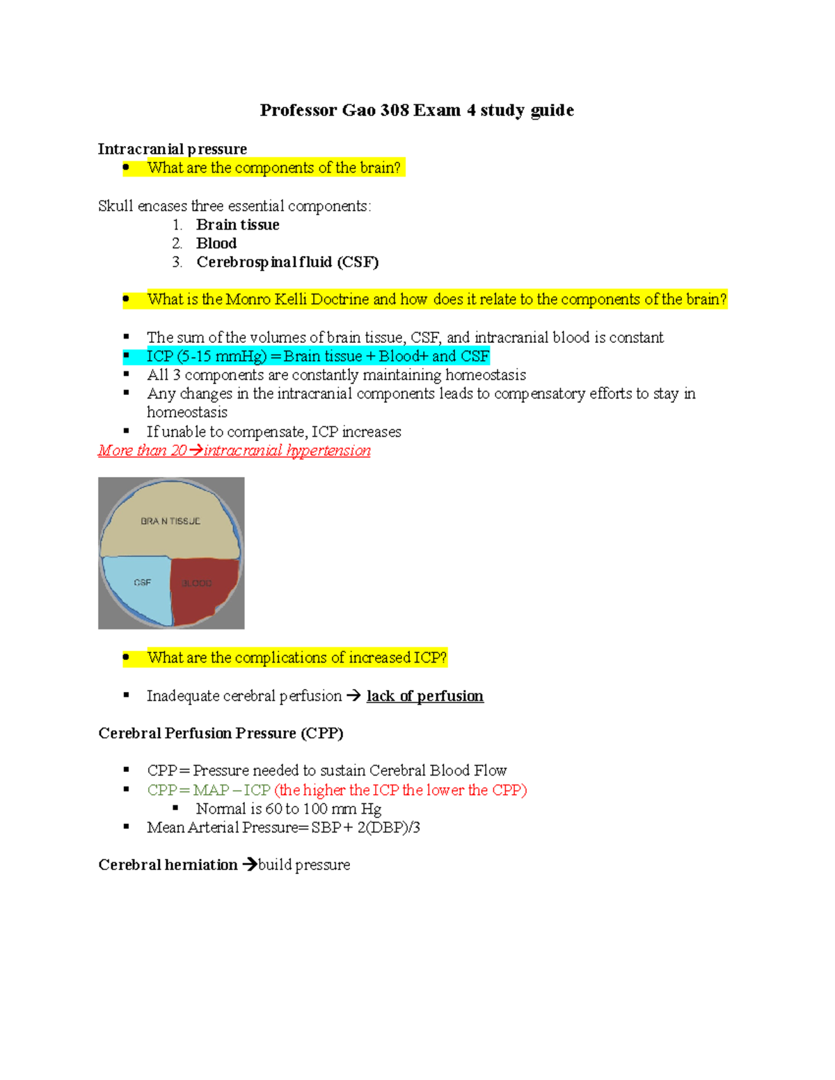Exam4 Med Surg 2 Gao - med surg - Professor Gao 308 Exam 4 study guide ...
