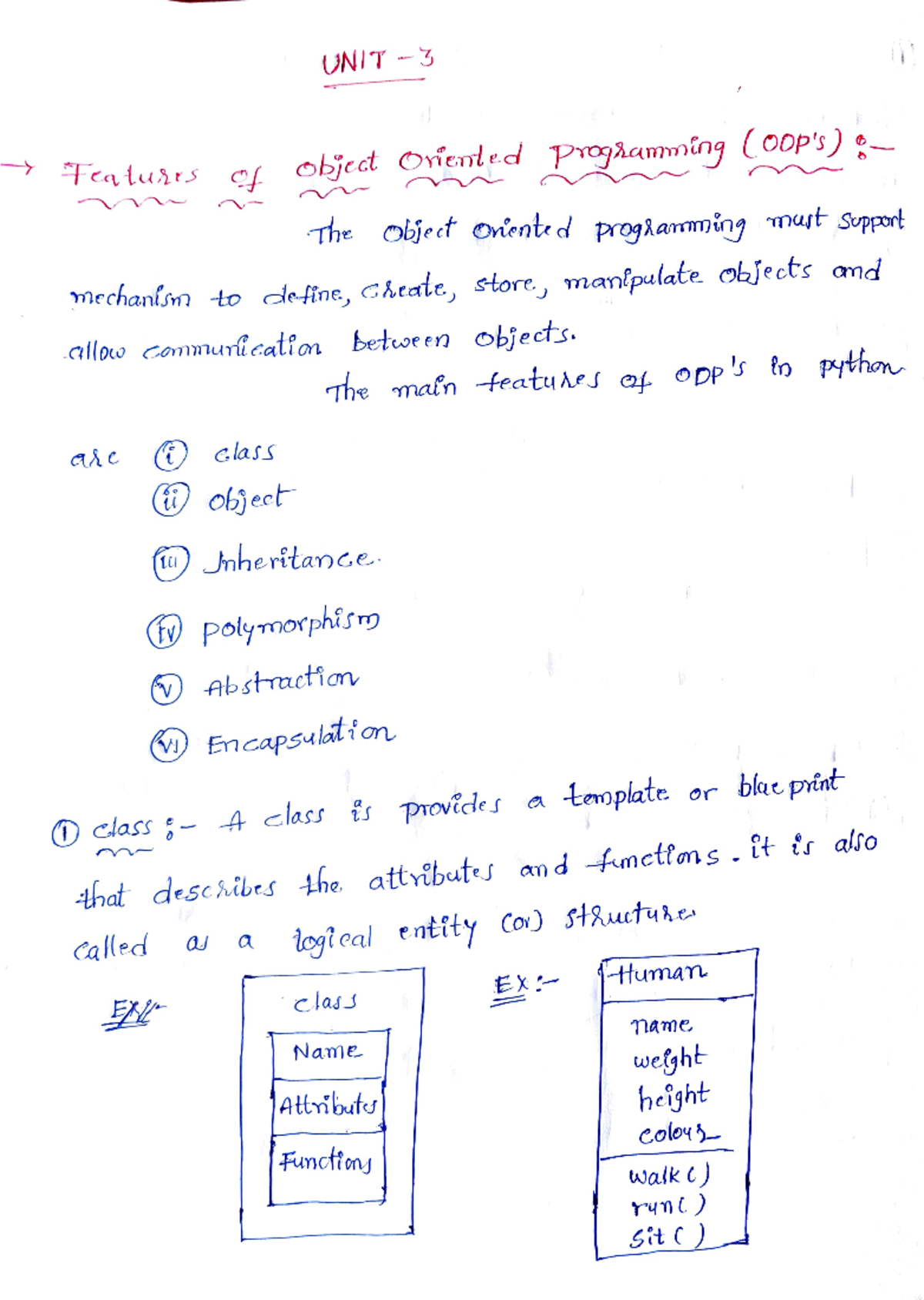 Unit-3 python - dhdsfdsfs - UNIT (I) Features of object Oriented ...
