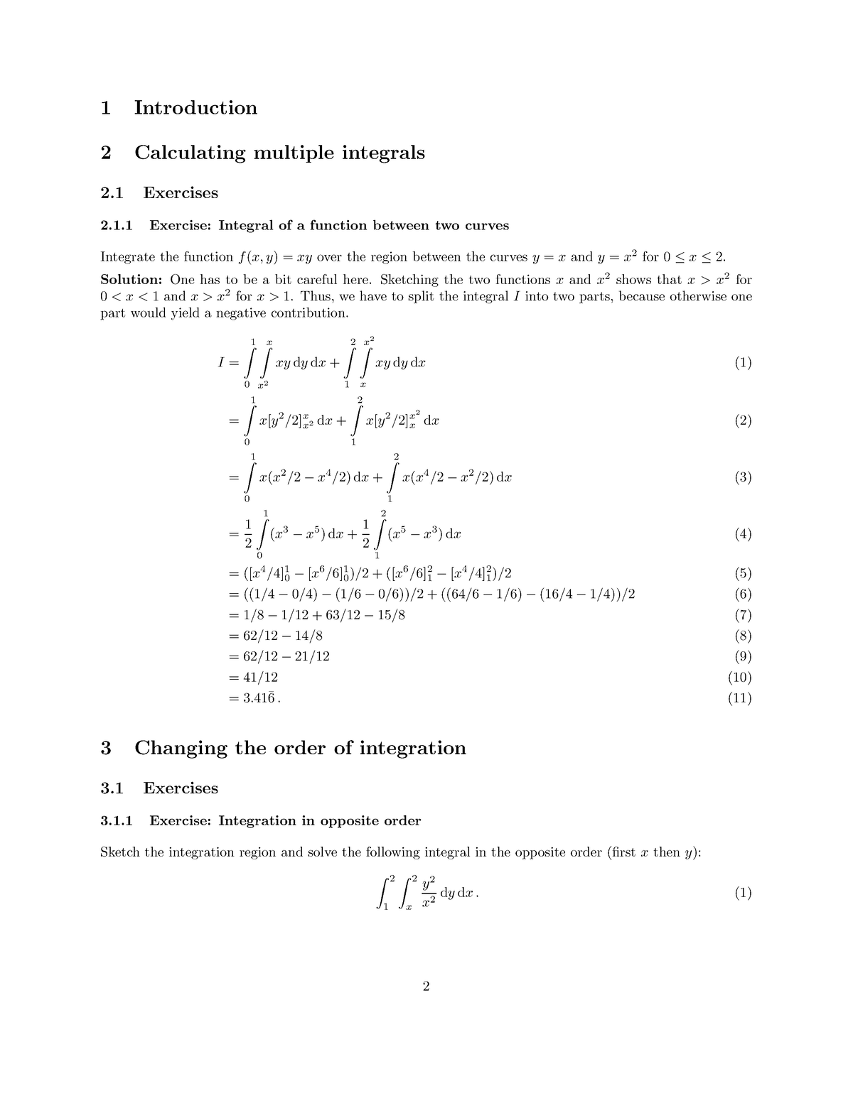 Multiple Integrals - 1 Introduction 2 Calculating Multiple Integrals 2 ...