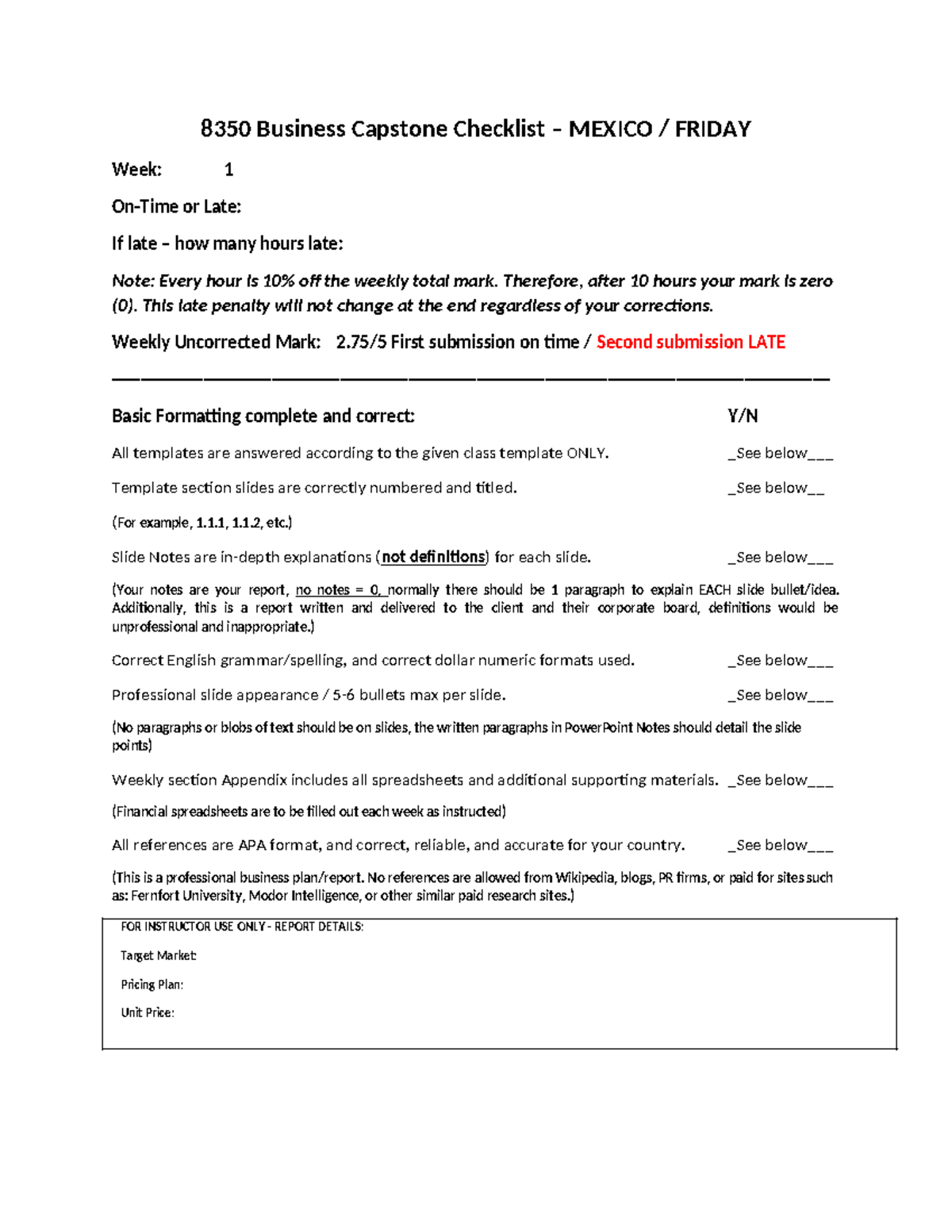 Week 5 - Mexico - 8350 Business Capstone template wkly Eval - 8350 ...