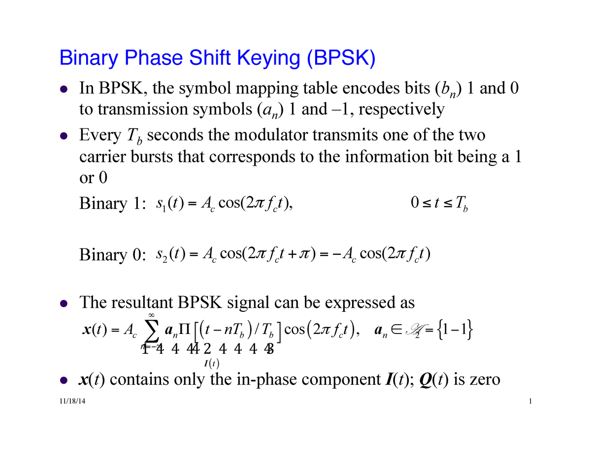 Phase Shift Keying Modulation - Binary Phase Shift Keying (BPSK)! L In ...