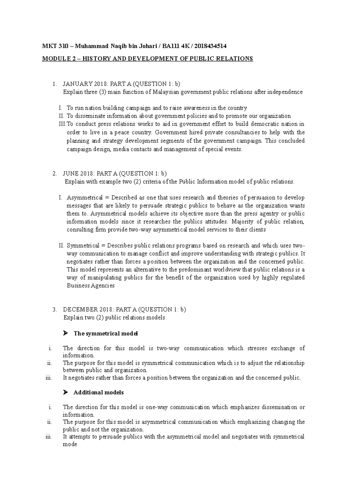 TUTORIAL Chapter 2 - MKT 310 – Muhammad Naqib bin Johari / BA111 4K ...