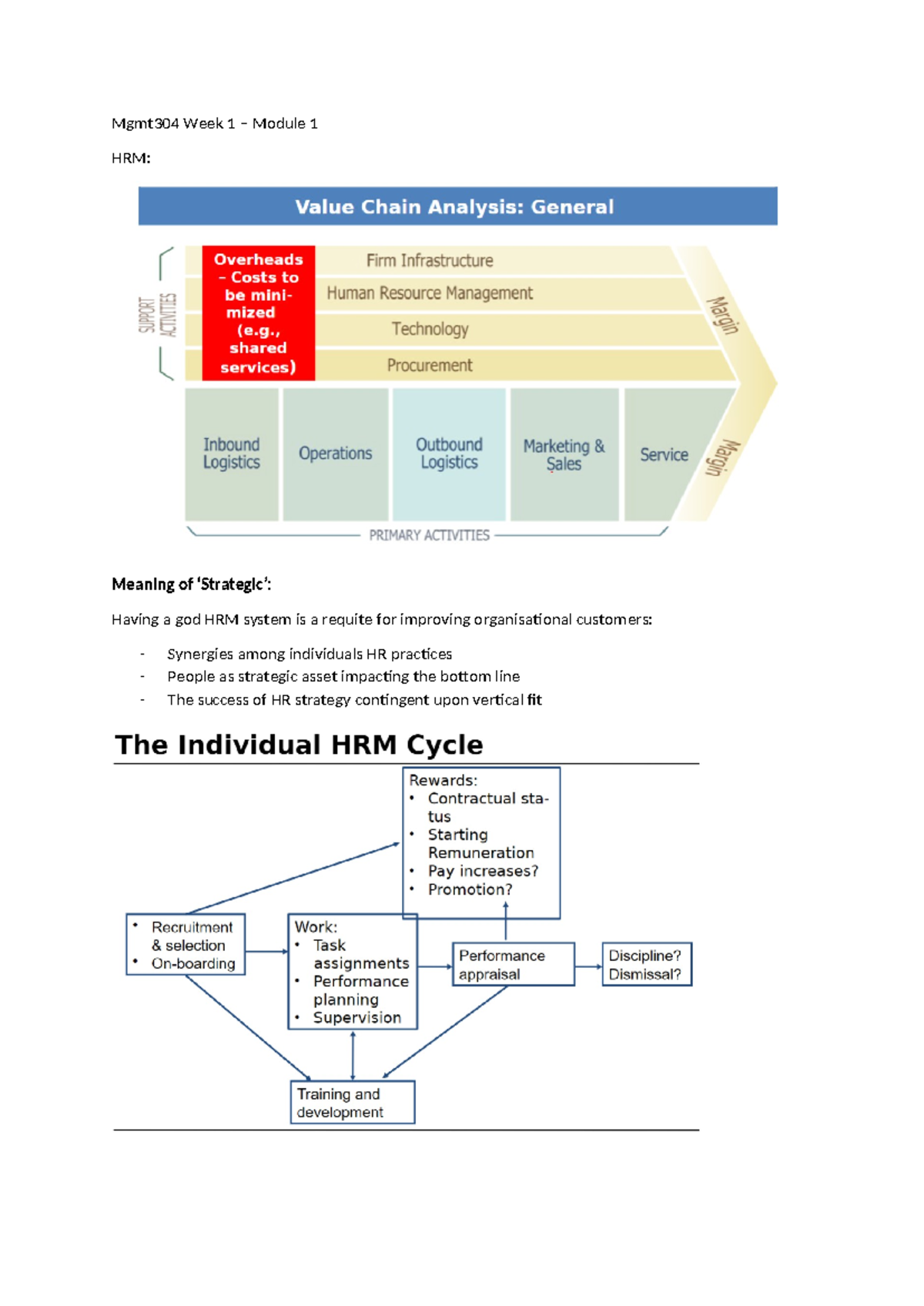 Mgmt304 Week 1 Notes - Mgmt304 Week 1 – Module 1 HRM: Meaning of ...