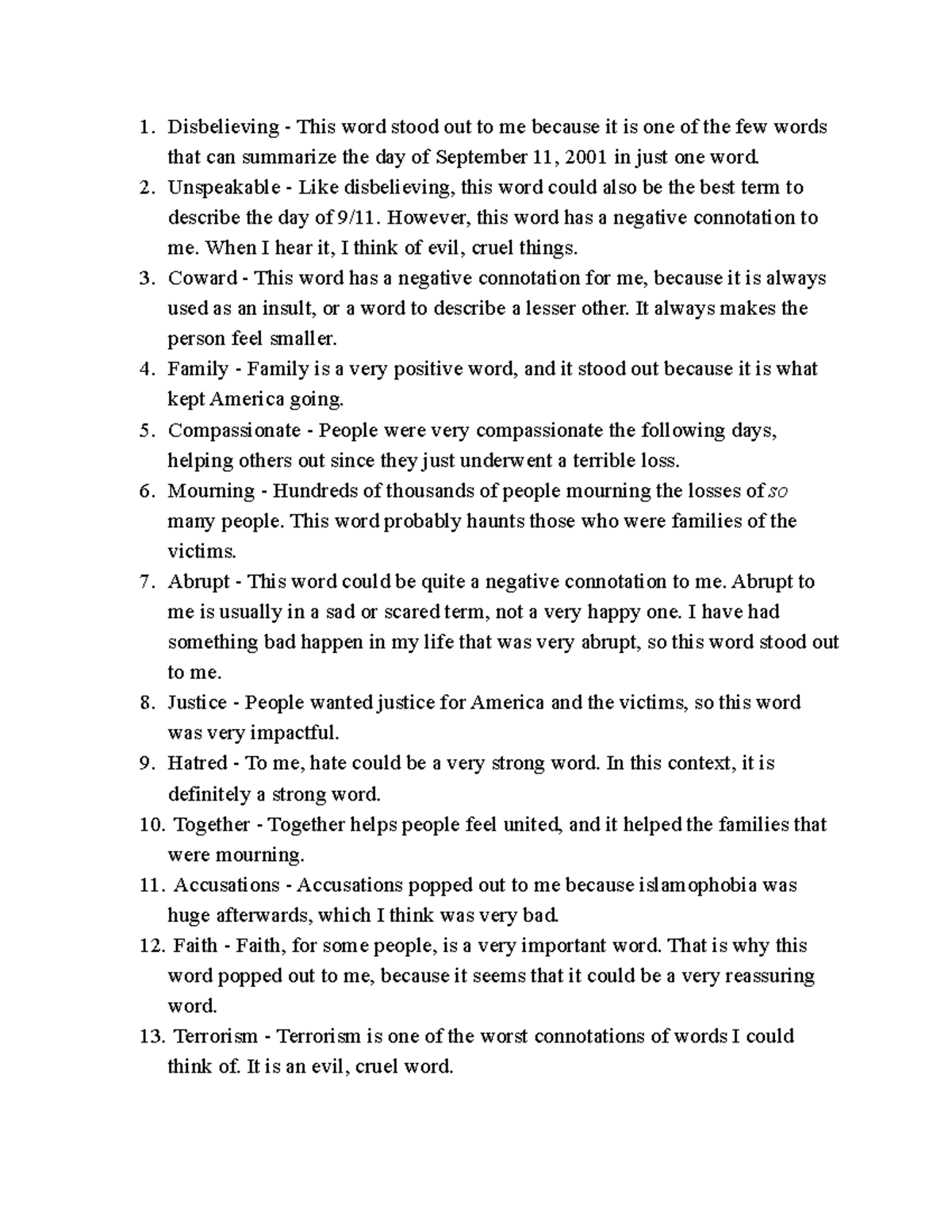 Precis Leonard Pitts's column (Day 2) Disbelieving This word stood