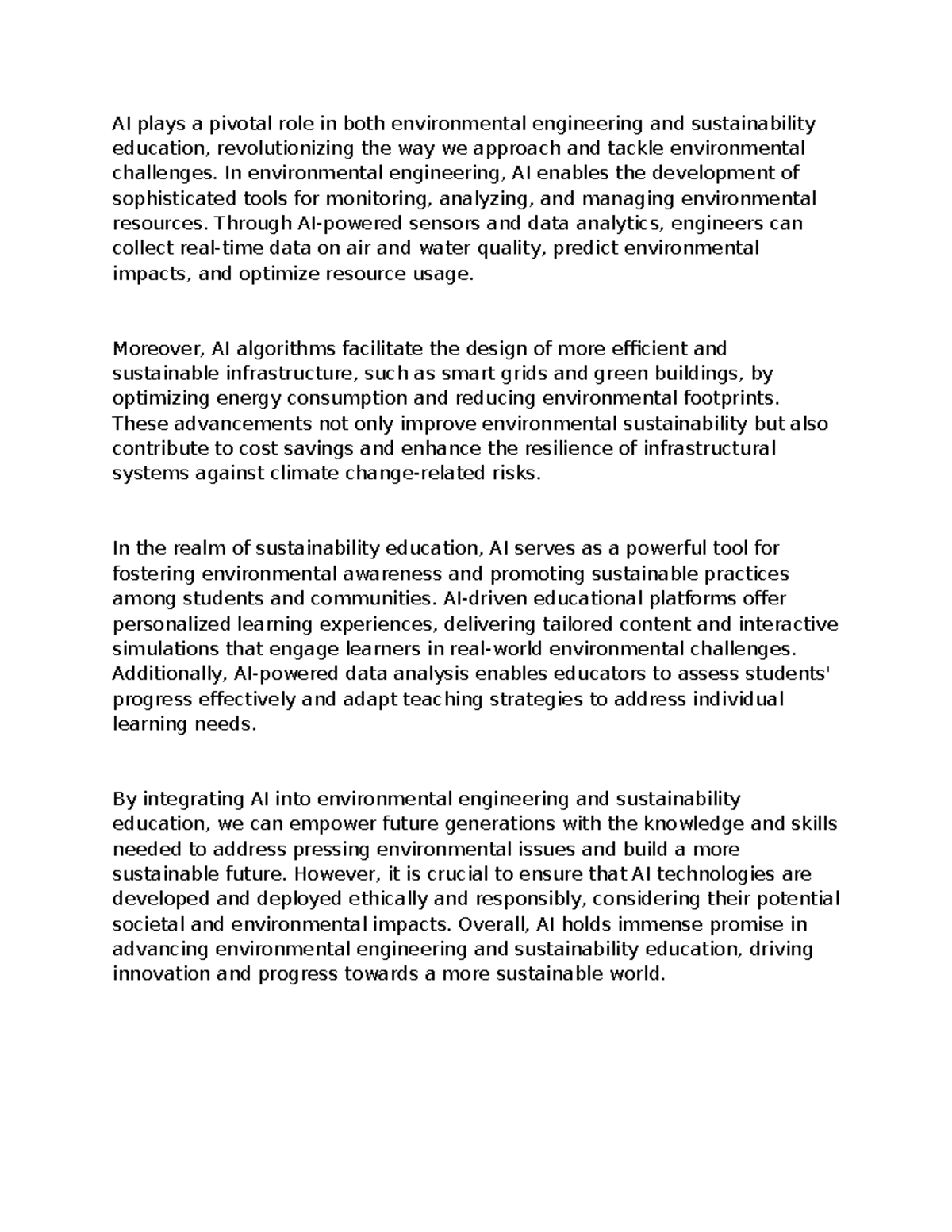 AI plays a pivotal role in both environmental engineering and ...