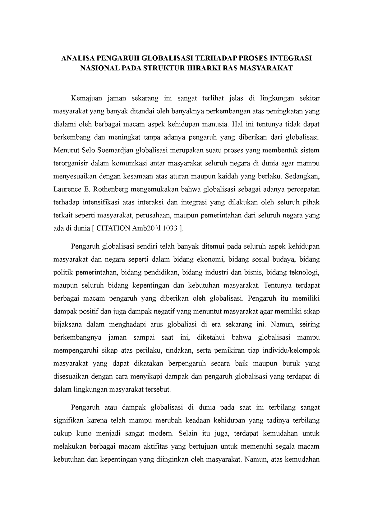 contoh soal essay tentang globalisasi