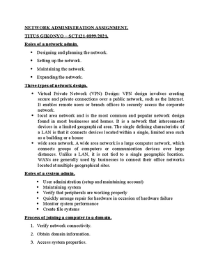 BIT 2116 Network Design AND Management Course Outline - BIT 2116 ...