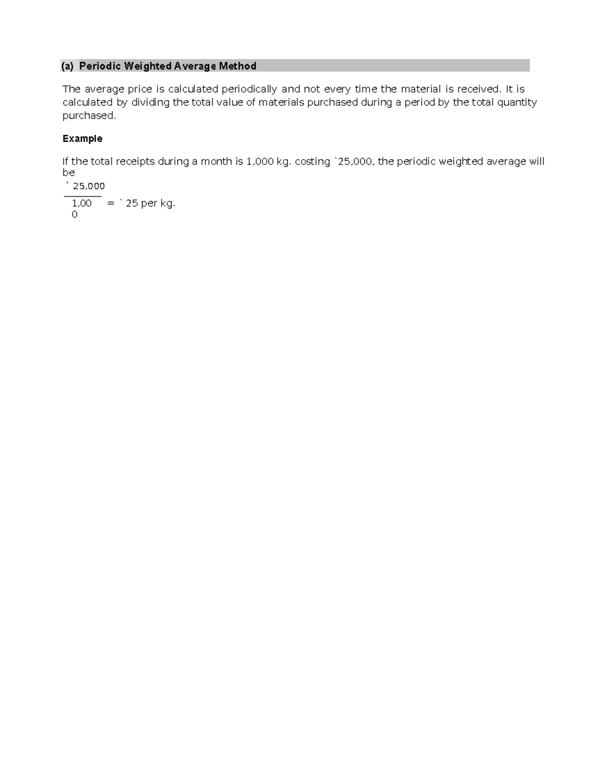 12 Cost and Management - (a) Periodic Weighted Average Method The ...