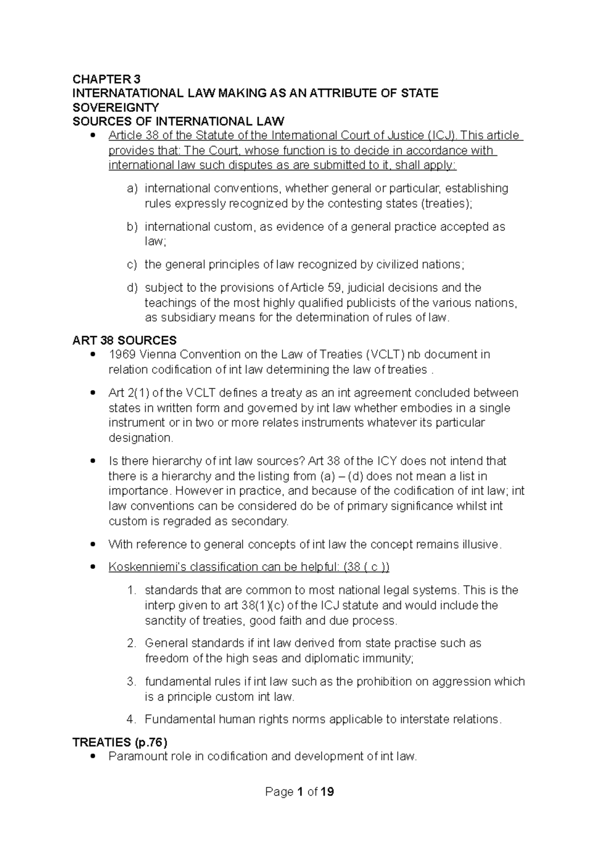 Chapter 3 - summary - CHAPTER 3 INTERNATATIONAL LAW MAKING AS AN ...