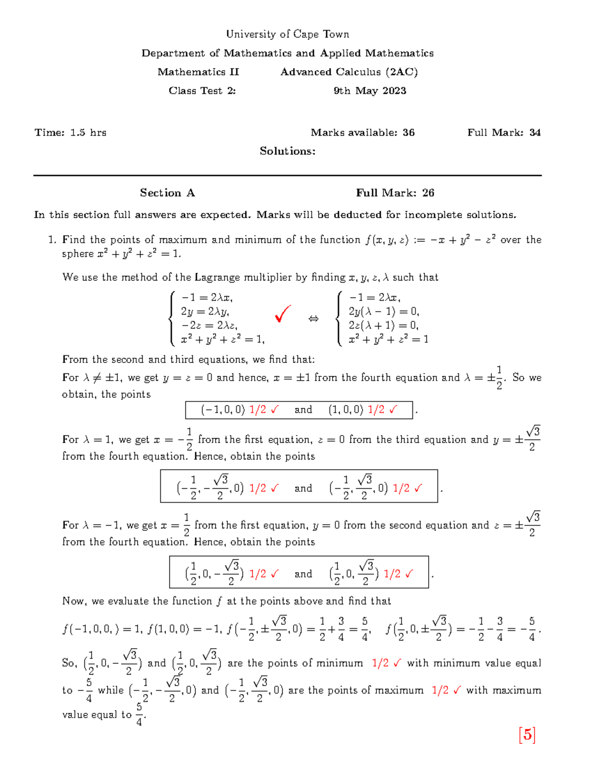 Solutions Class Test 2 - 2022 Test 2 - University of Cape Town ...