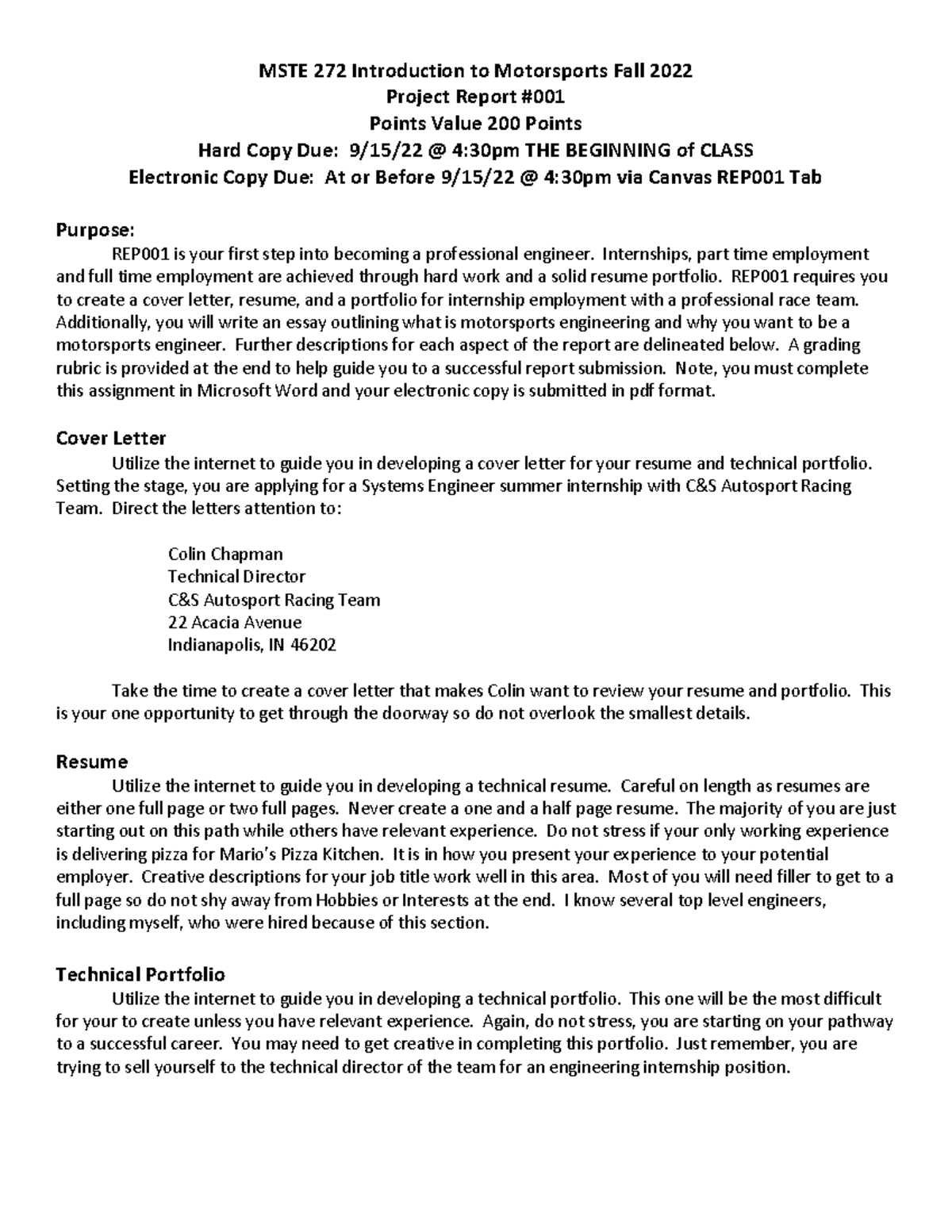 FA22 MSTE272 REP001 - Professor Chris Finch - All report prompts for ...