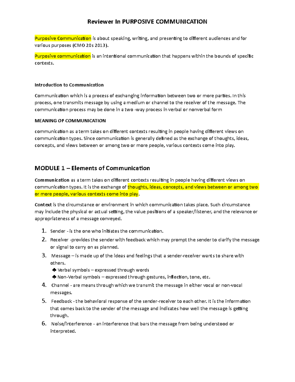 Reviewer in Purposive Communication - Purposive Communication is about ...