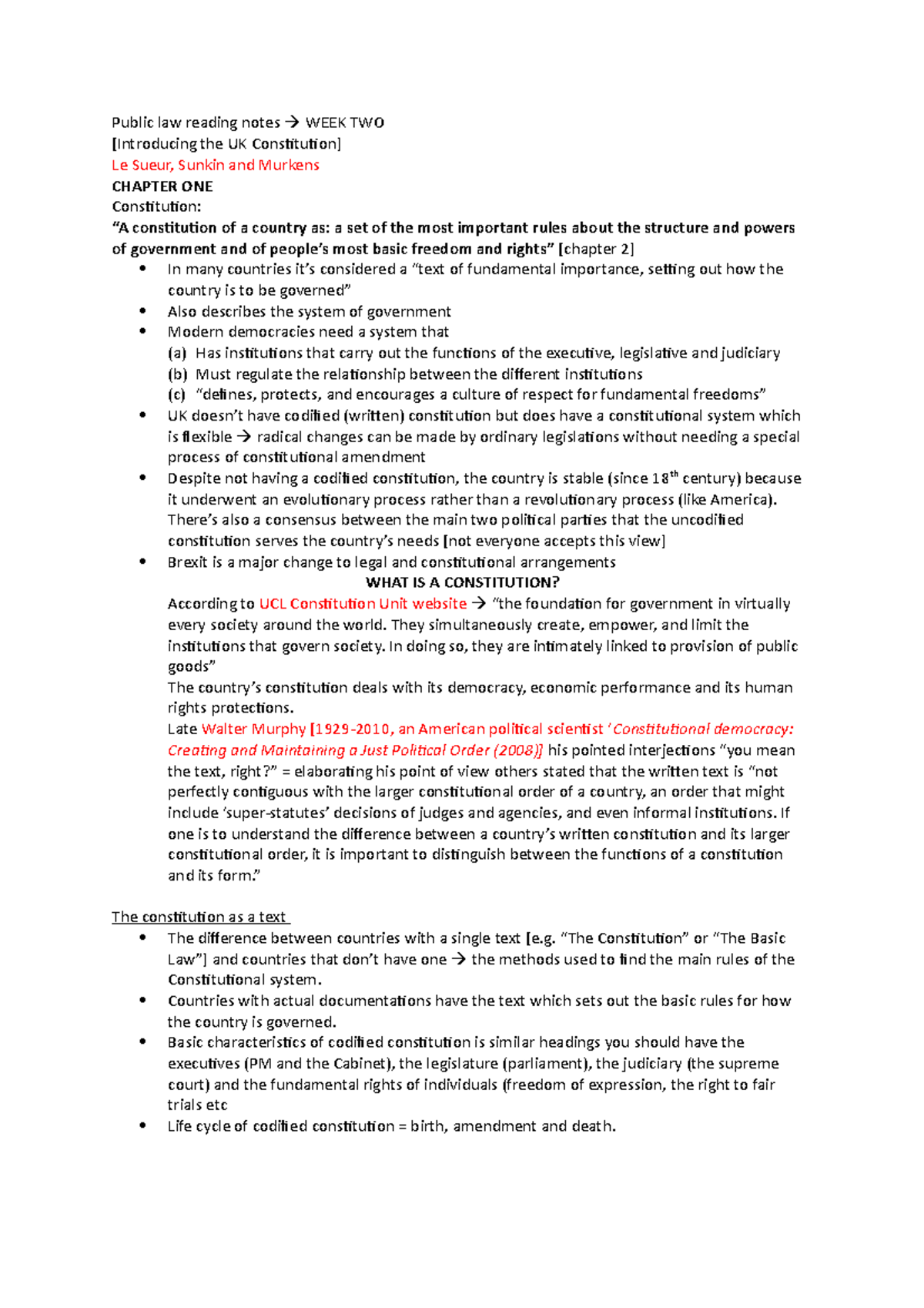 Week 2 seminar reading notes - Public law reading notes WEEK TWO ...