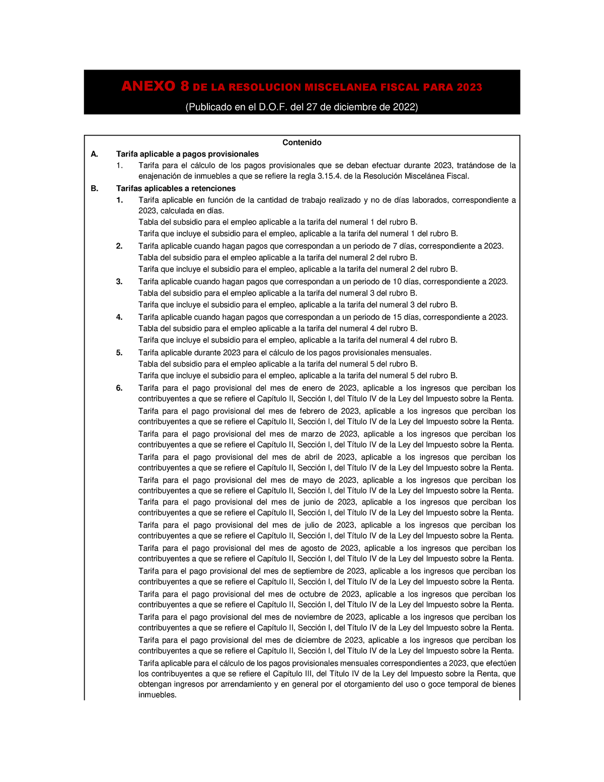 Anexo 8 Rmf 2023 Anexo 8 De La Resolucion Miscelanea Fiscal Para 2023