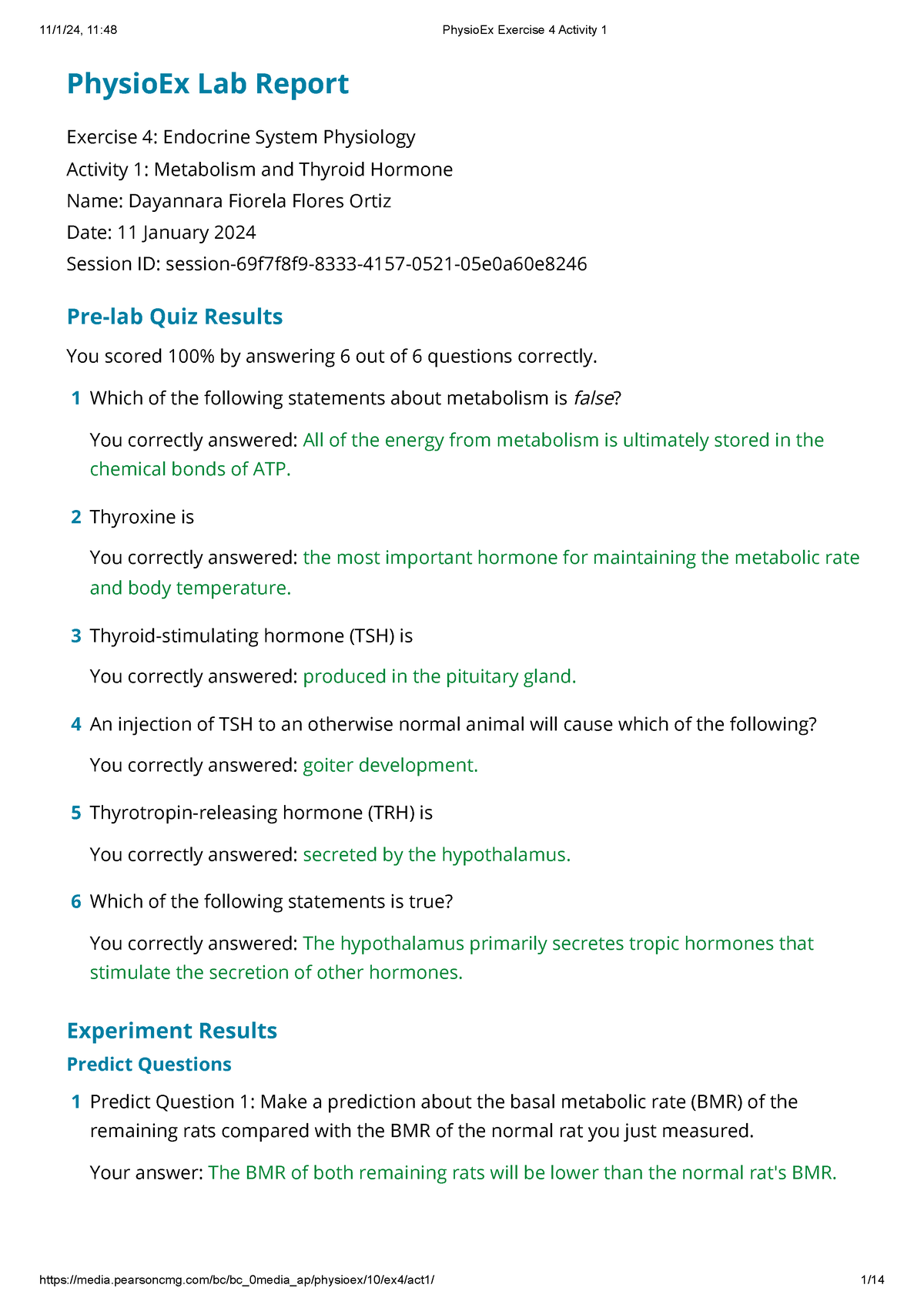 Physio Ex Exercise 4 Activity 1 - PhysioEx Lab Report Exercise 4 ...