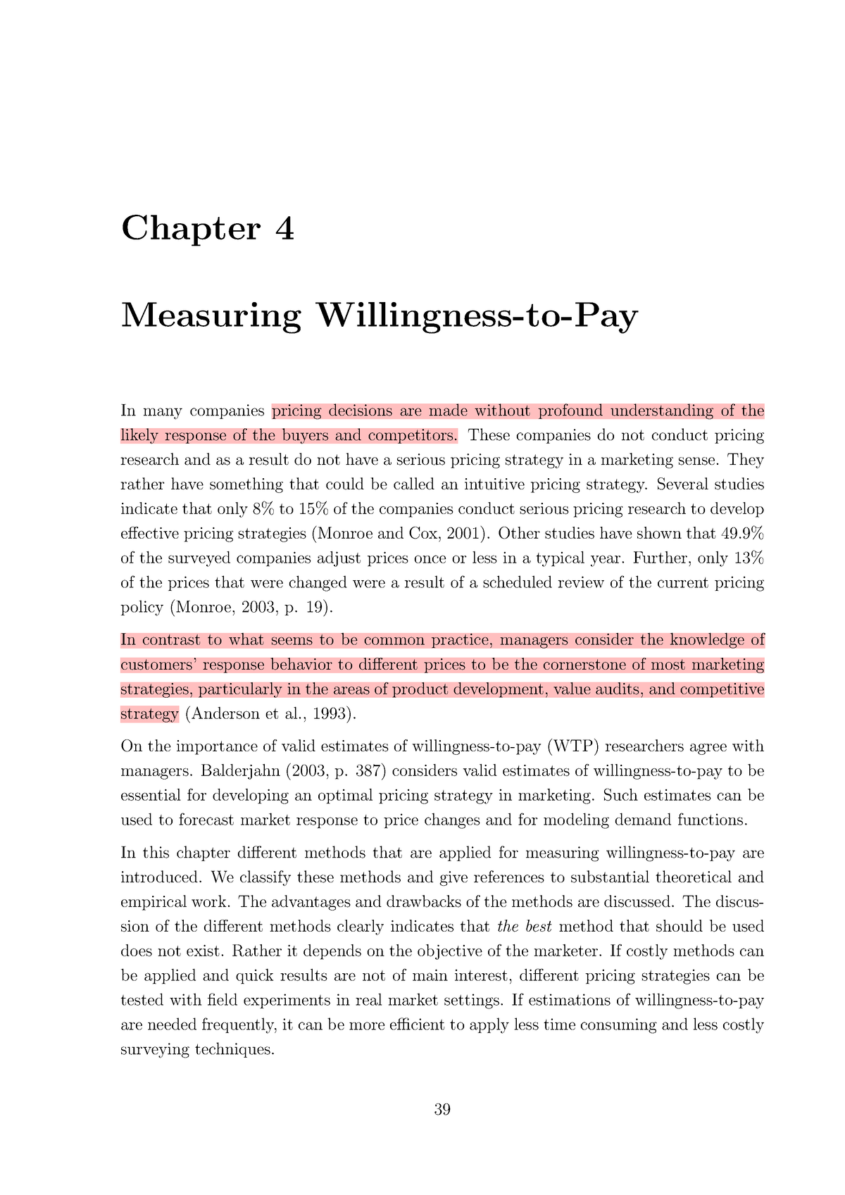 Product Pricing - Chapter 4 Measuring Willingness-to-Pay In Many ...