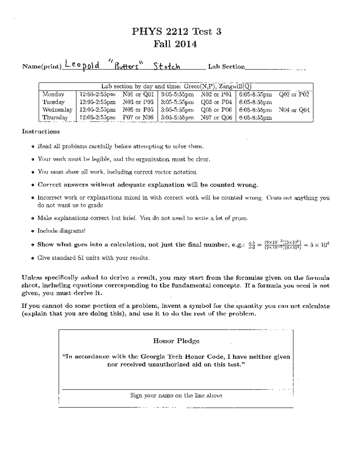 2212 Test3 Key 3 Test 3 Practice Test Phys 2212 Studocu