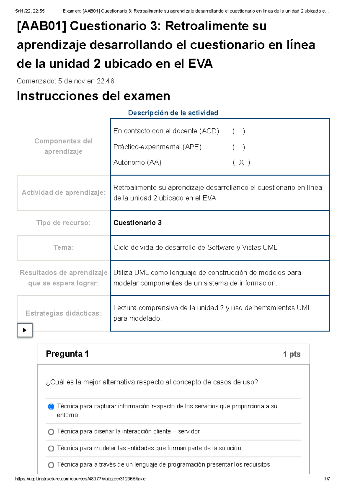 Examen [AAB01] Cuestionario 3 Retroalimente Su Aprendizaje ...