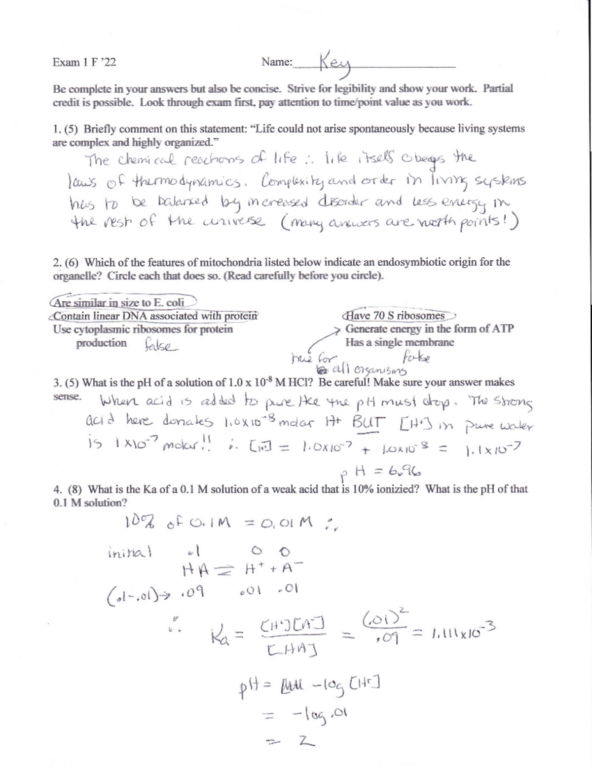 Key Exam 1 f 22 - Key Exam 1 f 22 - CHEM 364 - Studocu