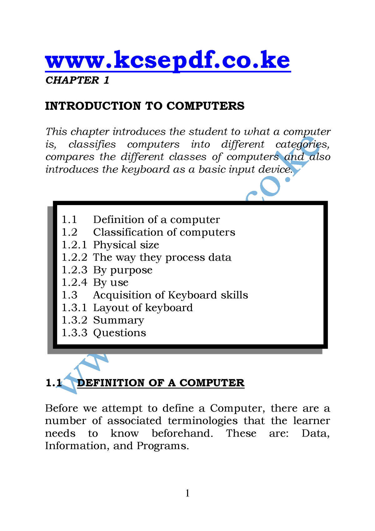 Computer Notes Form - Kcsepdf.co CHAPTER 1 INTRODUCTION TO COMPUTERS ...