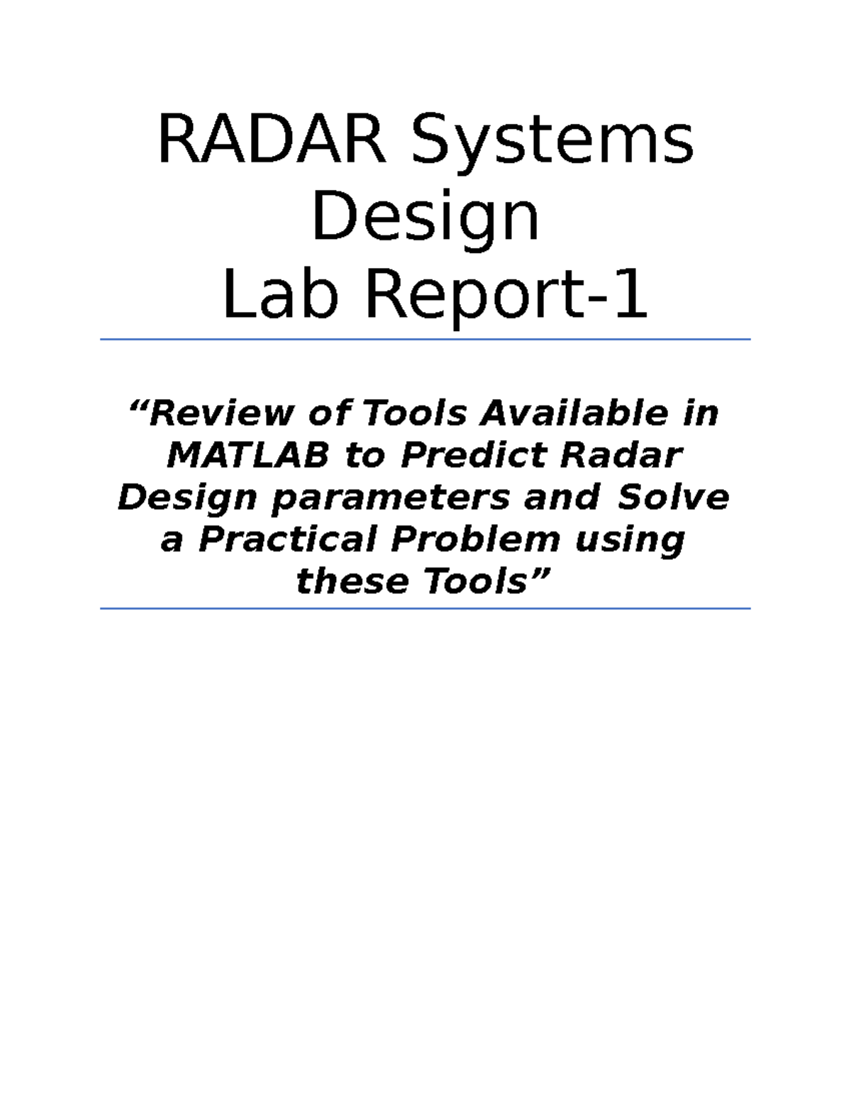 radar project literature review