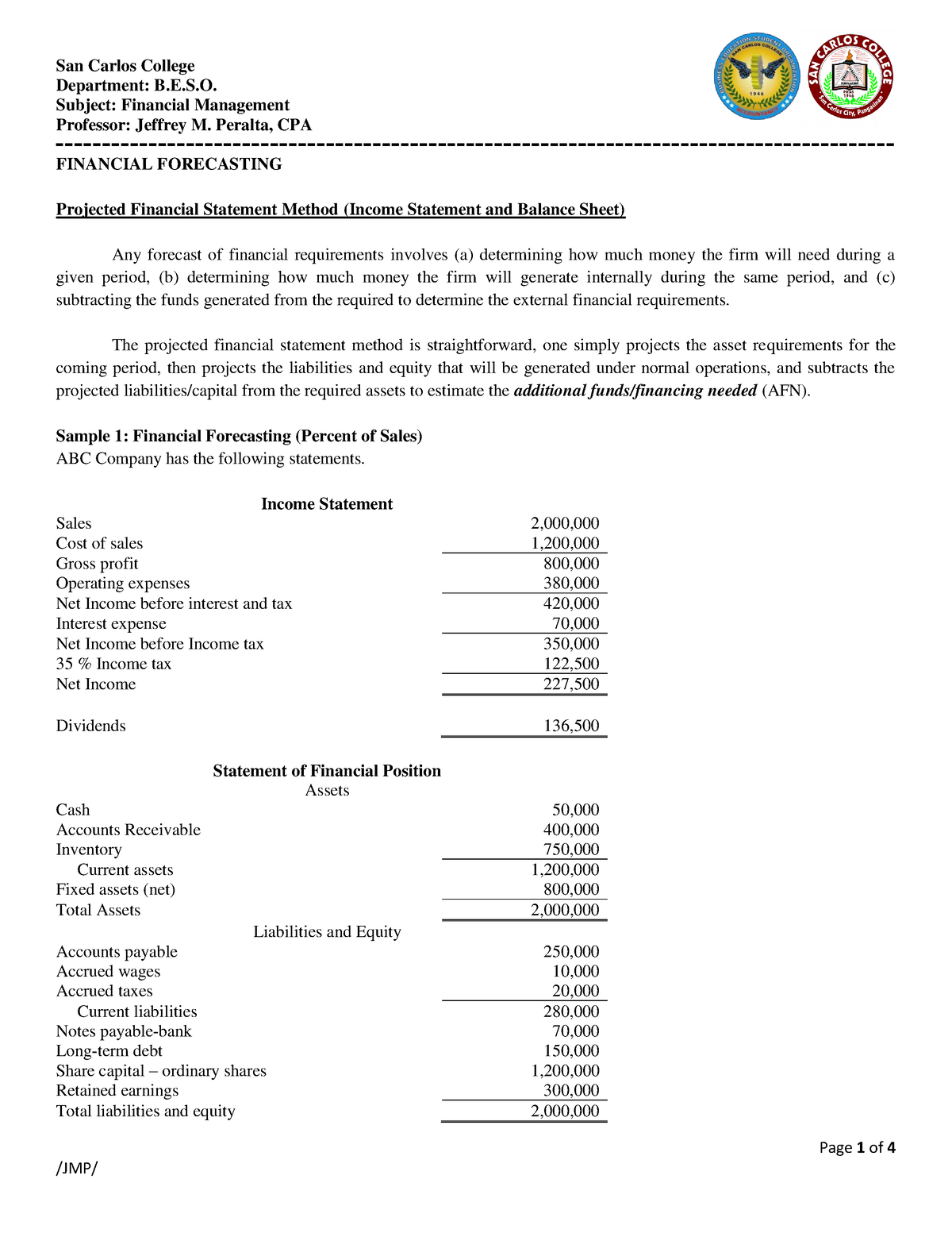 forecasting-short-term-investment-subject-financial-management