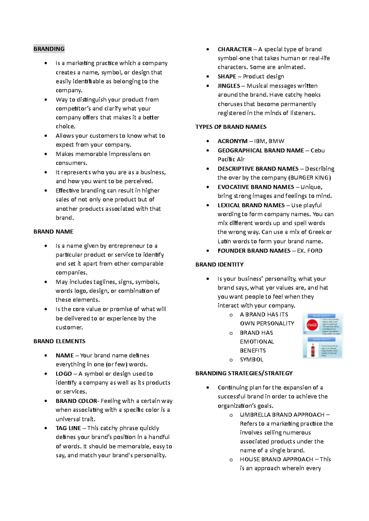 ENTREPRENEUR NOTES - BRANDING Is a marketing practice which a company ...