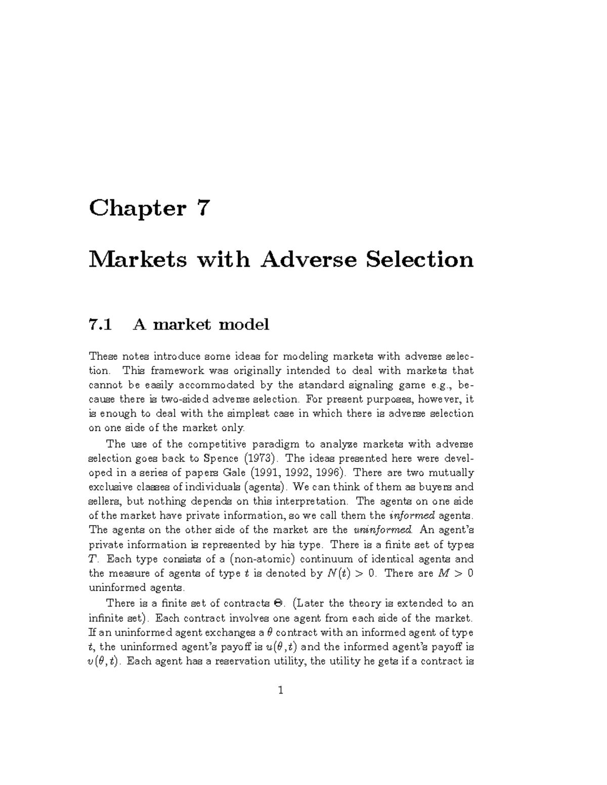 Adverse Selection In A Public Stock Company Occurs When Adverse selection - Chapter 7 Markets with Adverse Selection 7 A market