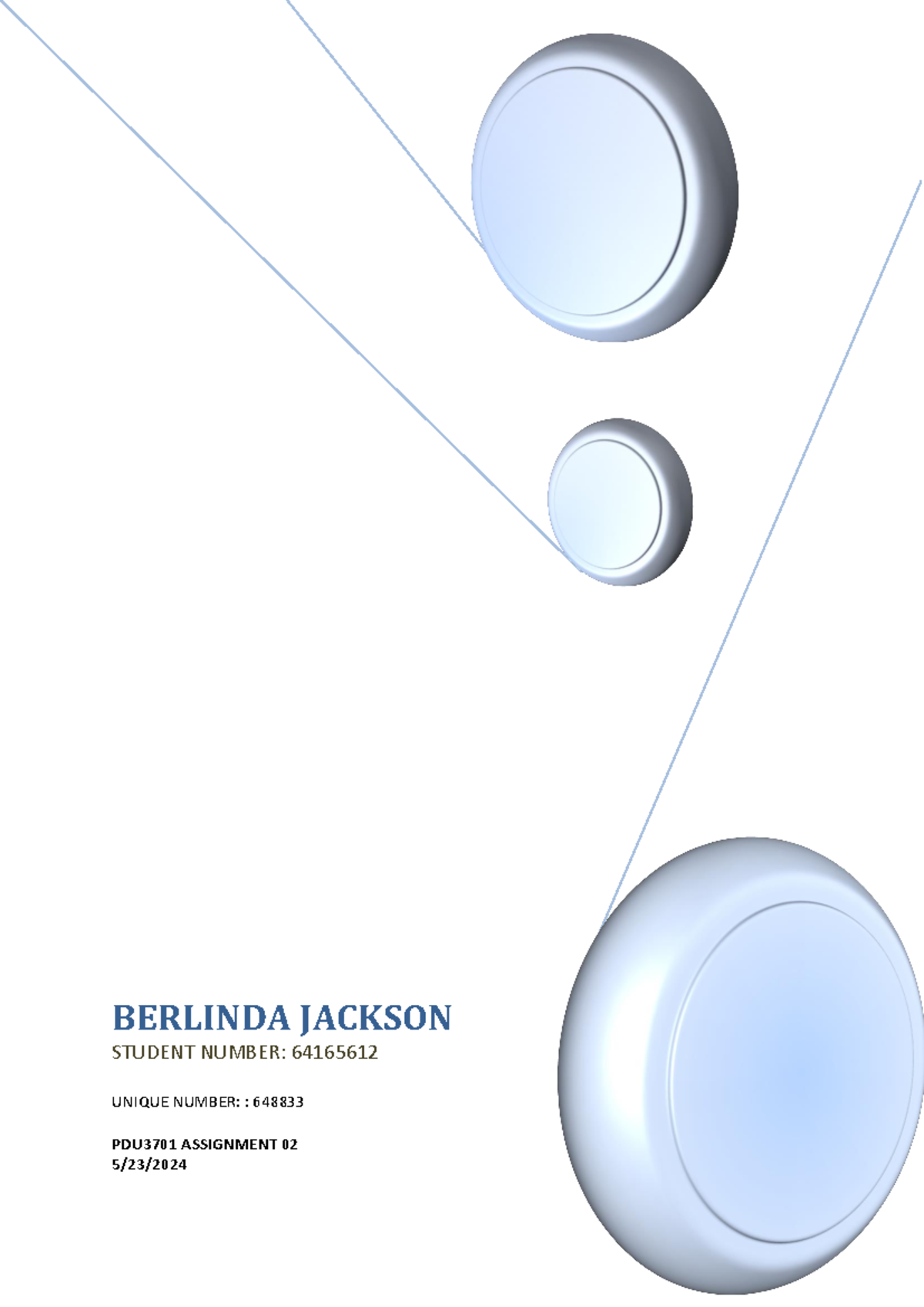 Berlinda Jackson PDU3701 - BERLINDA JACKSON STUDENT NUMBER: UNIQUE ...