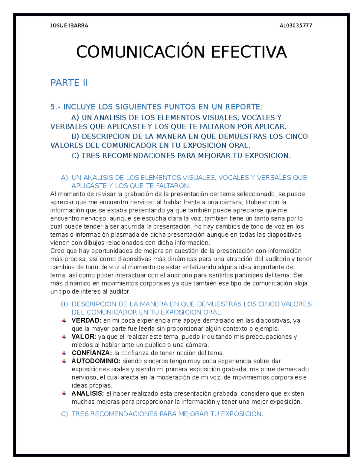 Ejercicio 1 - actividad 1 - JOSUE IBARRA AL COMUNICACIÓN EFECTIVA PARTE ...
