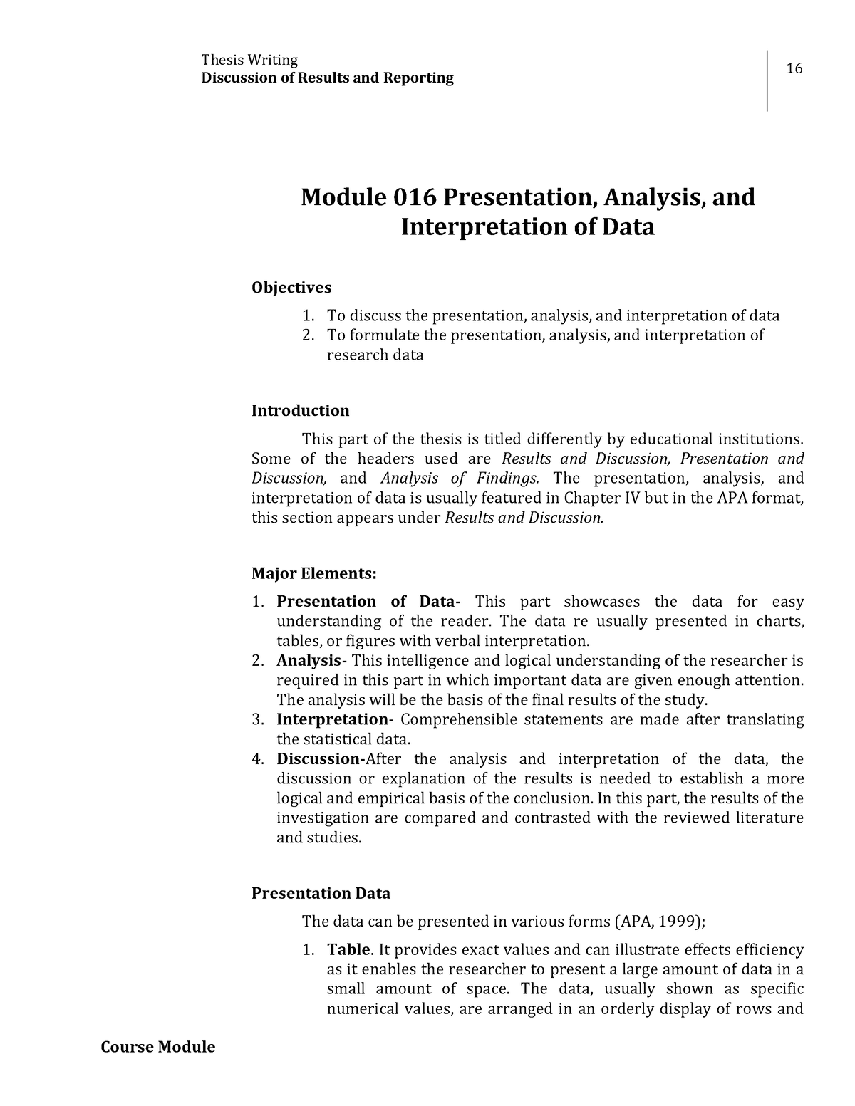 thesis analysis and interpretation of data