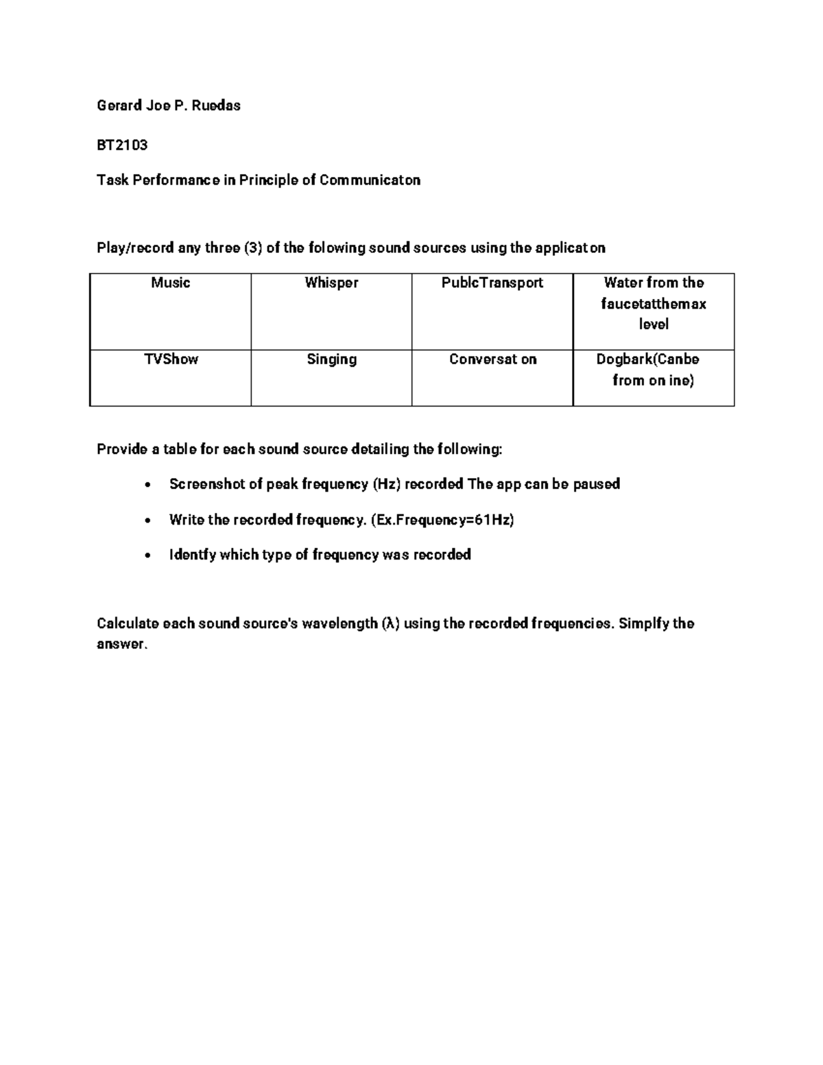 Ruedas Gerard Joe TP - Aaaaa - Gerard Joe P. Ruedas BT Task Performance ...