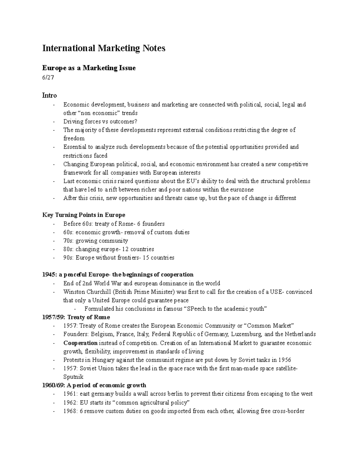 International Marketing Notes - International Marketing Notes Europe as ...