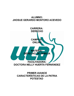 Mapa Mental de la Patria Potestad - ALUMNO: JHOSUE GERARDO MONTORO ACEVEDO  CARRERA: DERECHO CAMPUS: - Studocu