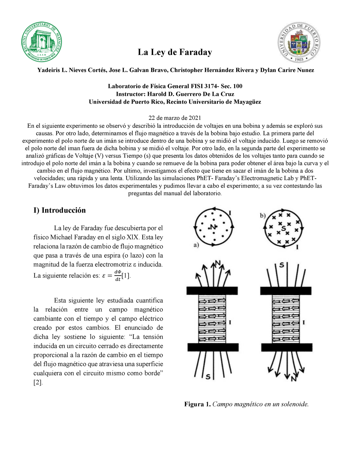 La Ley De Faraday PDF - La Ley De Faraday Yadeiris L. Nieves Cortés ...